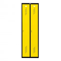 Шкаф металлический двухдверный черный с желтым