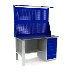 Верстак с экраном, перфопанелью рабочий WT140.F1/WD5.021