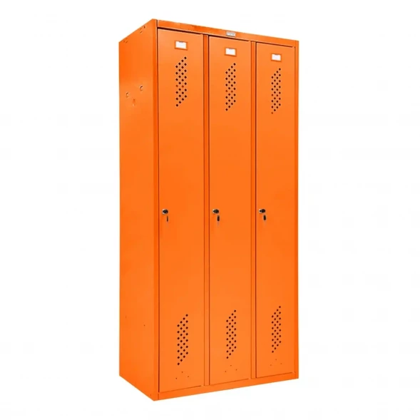 Шкаф металлический трехсекционный оранжевый