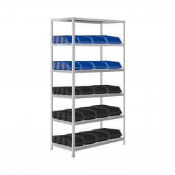 Стеллаж с 20 контейнерами 1600х1000х400 6 полок