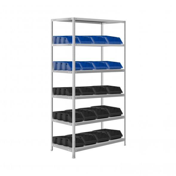 Стеллаж с 20 контейнерами 1600х1000х400 6 полок