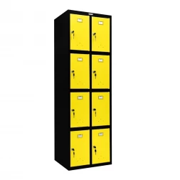 Шкаф металлический для личных вещей черный с желтым