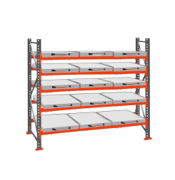 Стеллаж с выкатными платформами ДиКом 2500х2700х1000 на 5 ярусов П-90