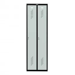 Шкаф металлический двухдверный черный со светло-серым