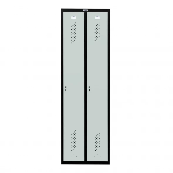 Шкаф металлический двухдверный черный со светло-серым