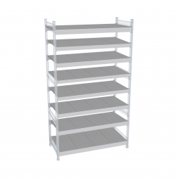 Стеллаж СТ-023 2500х1200х800 с 8 ярусами (рамы и настил - цинк)