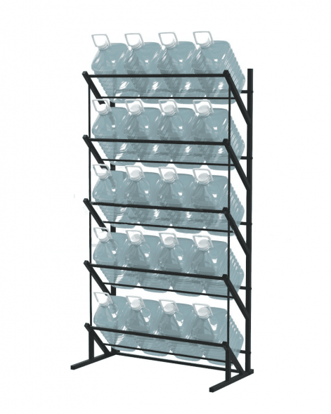Пристенный стеллаж для воды Стилс-3 на 20 бутылей 5/6 л, черный