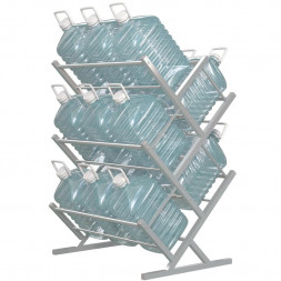 Двусторонний стеллаж для воды Стилс-15 на 15 бутылей 5/6 л, металлик